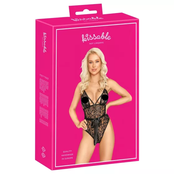 Kissable - krajkový body (černý) - L/XL