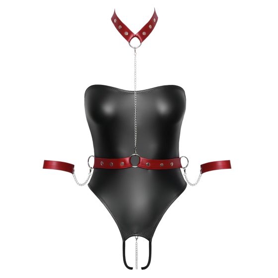 Cottelli Bondage - lesklé body a pouta na ruce (černé)