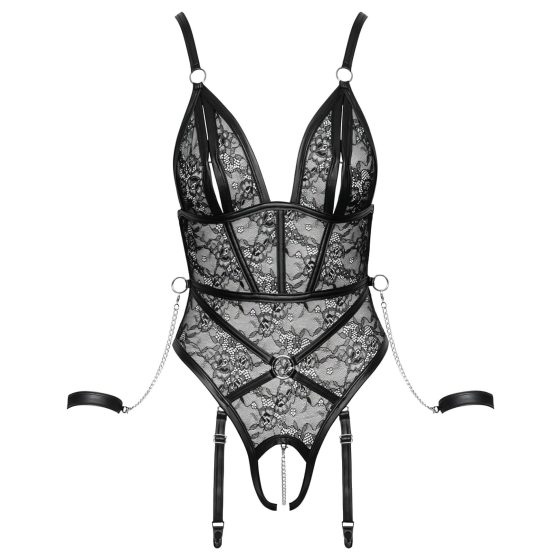 Cottelli Bondage - otevřený body s pouty - černá