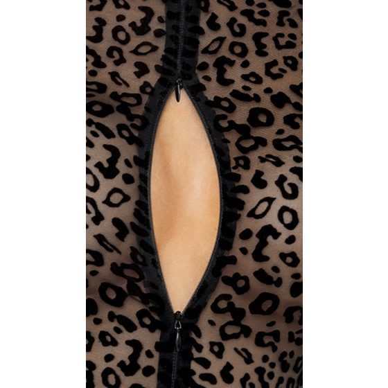 Noir - leopardí body s dlouhým rukávem (černé)