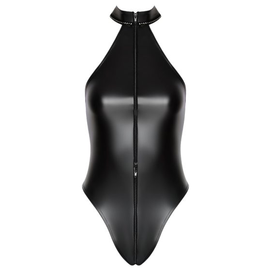 Noir - lesklé body s halter výstřihem (černé)