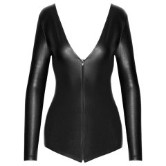 Noir - lesklé dlouhé rukávy body (černé)