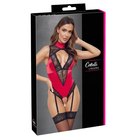 Cottelli - krajkový body s límečkem (červený)