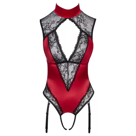 Cottelli - krajkované body s límečkem - červené - XL