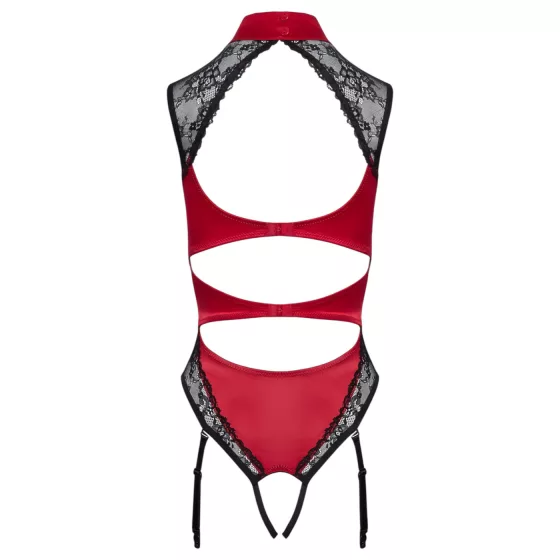Cottelli - krajkované body s límečkem - červené - XL
