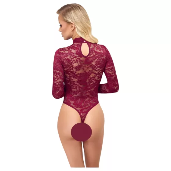 Cottelli - průhledné krajkové body (červené) - XXL