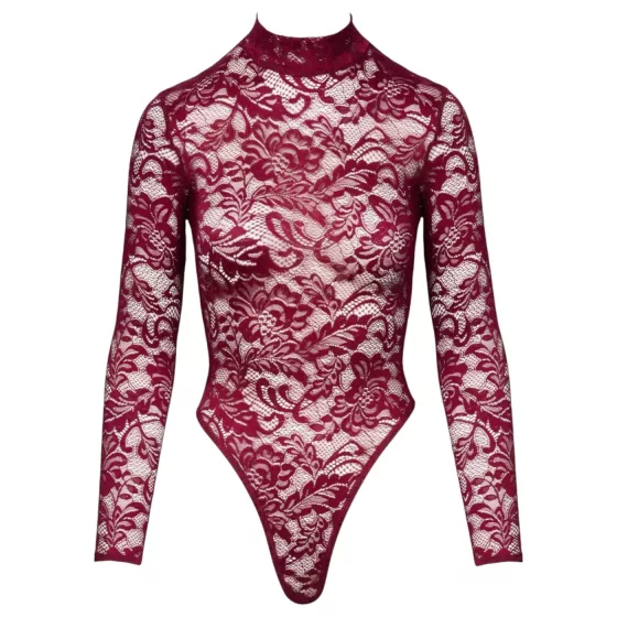 Cottelli - průhledné krajkové body (červené) - XXL