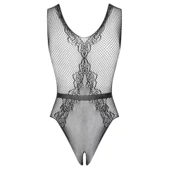   Obsessive - otevřené pletené body s květinovým vzorem (černé)