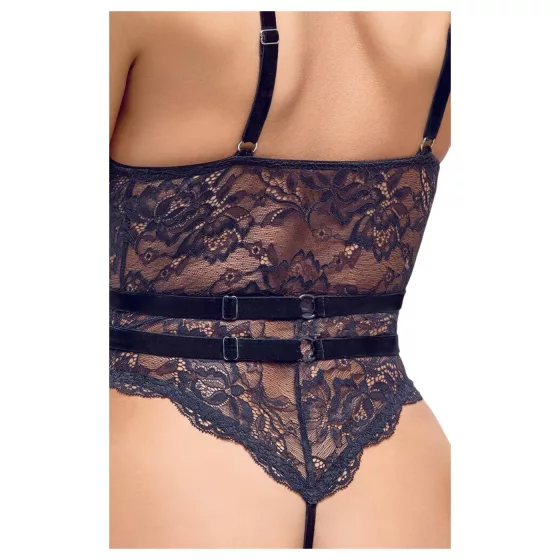 Cottelli - otevřený body s pásky - černé - M