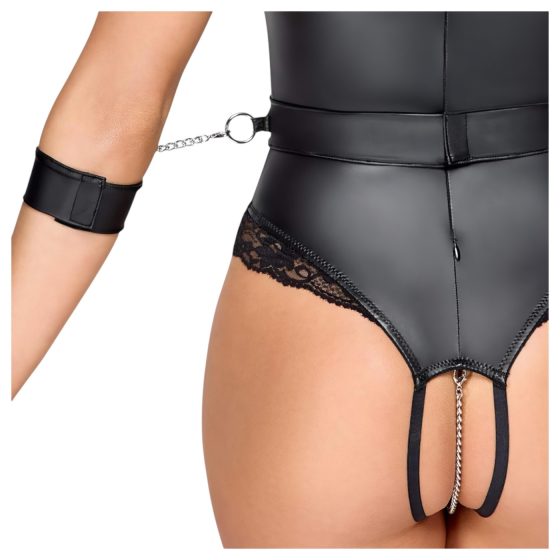 Cottelli Bondage - otevřené body s odhalenými prsy (černé)