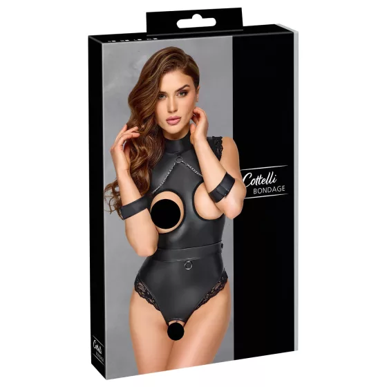Cottelli Bondage - otevřený body na prsa - černý - M