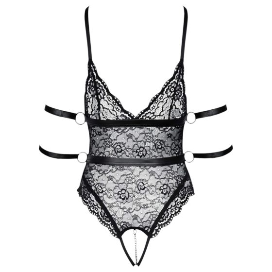 Cottelli Bondage – otevřené krajkové body (černé)