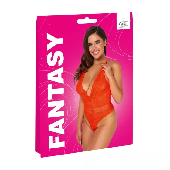 / Cottelli - krajkový body s křížovými ramínky (červený) - L/XL