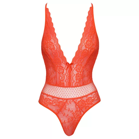 / Cottelli - krajkový body s křížovými ramínky (červený) - L/XL