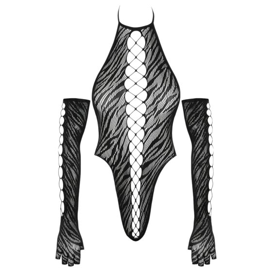 Cottelli - dámské body s rukavicemi - černé - S-L