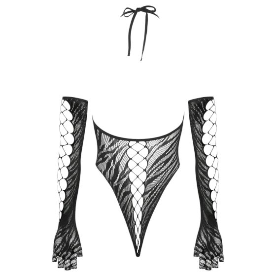 Cottelli - dámské body s rukavicemi - černé - S-L