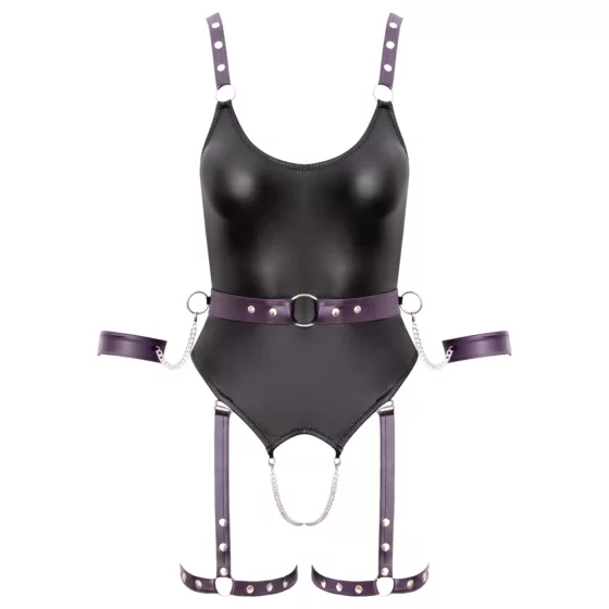 Cottelli - otevřený bondage body s pouty - černá