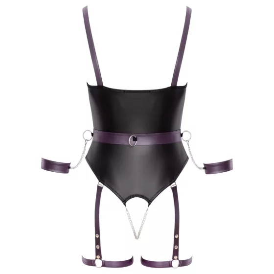 Cottelli - otevřený bondage body s pouty - černá