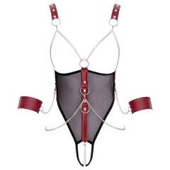   Cottelli Bondage - otevřené body s popruhy a řetězem (černé)