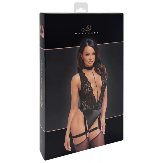 Noir Libido - body s podvazky - černá - M
