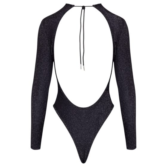 Cottelli - třpytivý body s otevřenými zády (černý) - M