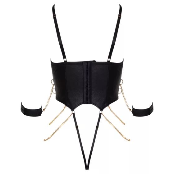 Cottelli - bondage body s řetízky (černá)