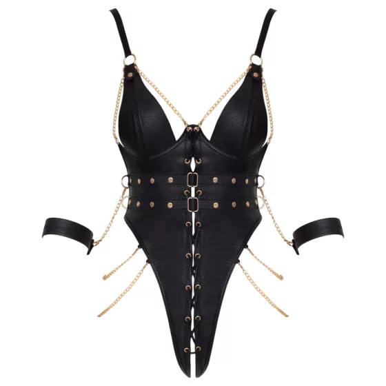 Cottelli - bondage body s řetízky (černá) - M