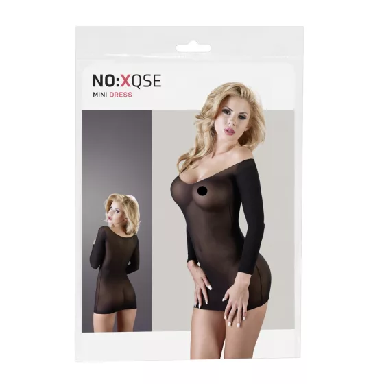 NO:XQSE - dlouhý rukáv, průhledná, černá catsuit (S-L)