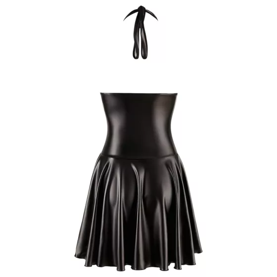 Noir - plisované šaty - průhledný živůtek - s halter límcem - černé - M