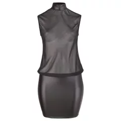 Cottelli Plus Size - lesklé šifonové šaty - černé