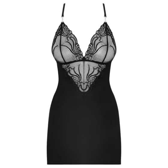 Obsessive - dámské šaty s kamínky a tanga - černá - L/XL