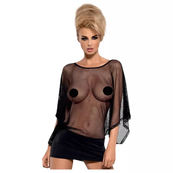 Obsessive - průhledné minišaty a tanga - černá - L/XL