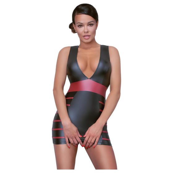 Cottelli Party - pruhované, přiléhavé šaty (černá-červená) - XL