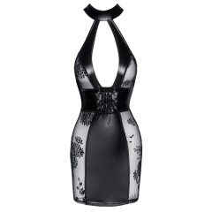 Noir - mini šaty s krajkovým výstřihem (černé)