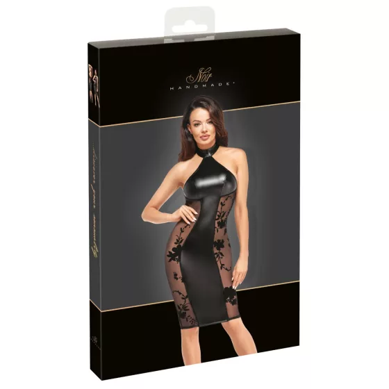 Noir - lesklé halter šaty (černé)