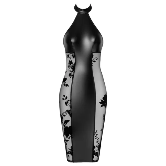 Noir - lesklé halter šaty (černé)