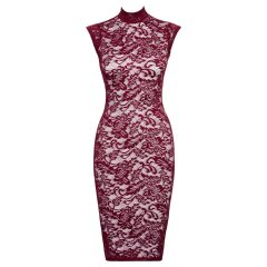 Cottelli - průsvitné krajkové šaty - bordó