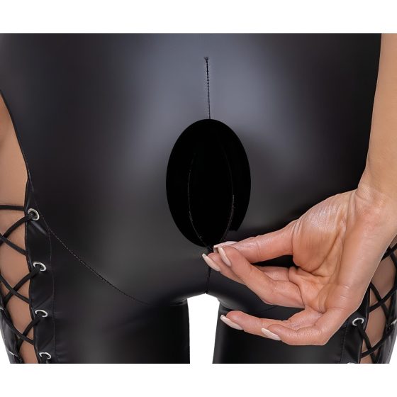 Cottelli Party - černý stojáčkový korzetový overal - L