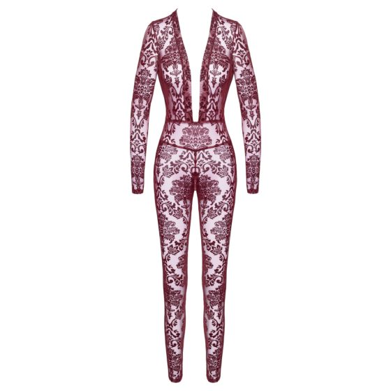 Noir Kink Royal - průsvitný catsuit - červená - L