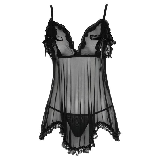 Cottelli - Lehký, volánkový babydoll (černý)