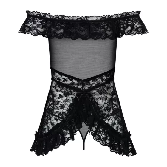 Obsessive - babydoll s volánky a tanga - černá