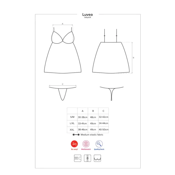 Obsessive - dámská noční košilka s květinami a kamínky - tanga - černá - L/XL