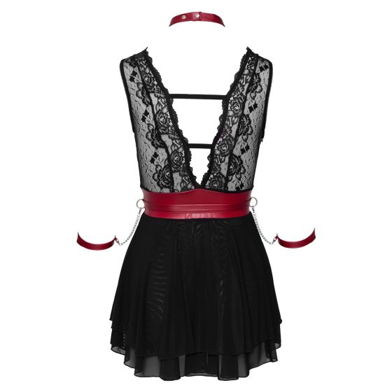 Cottelli Bondage - krajková babydoll s nákrčníkem (černá)