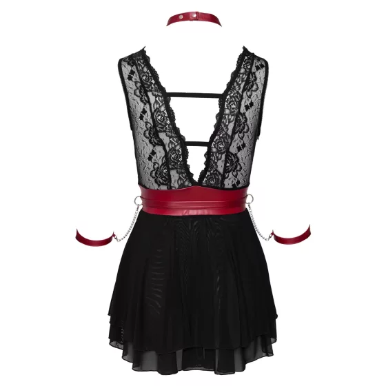 Cottelli Bondage - krajkový babydoll s obojkem (černý)