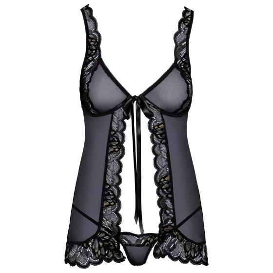 Polibek - otevřený babydoll (černý)