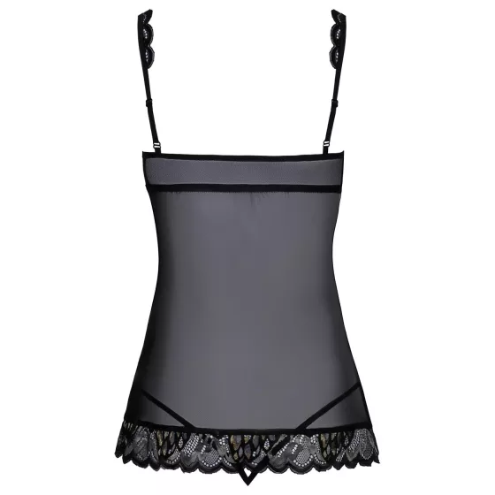 Polibek - otevřený babydoll (černý)