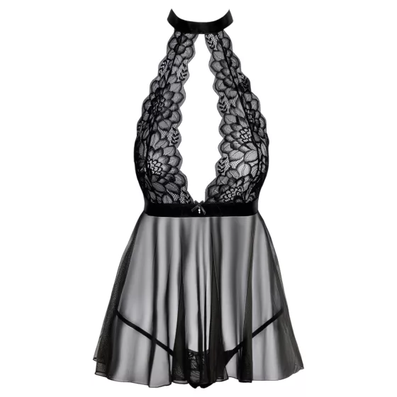 Kissable - babydoll na krk - krajka - černá