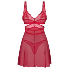   Obsessive Cupide Desir - průsvitná krajková noční košilka set (červená)