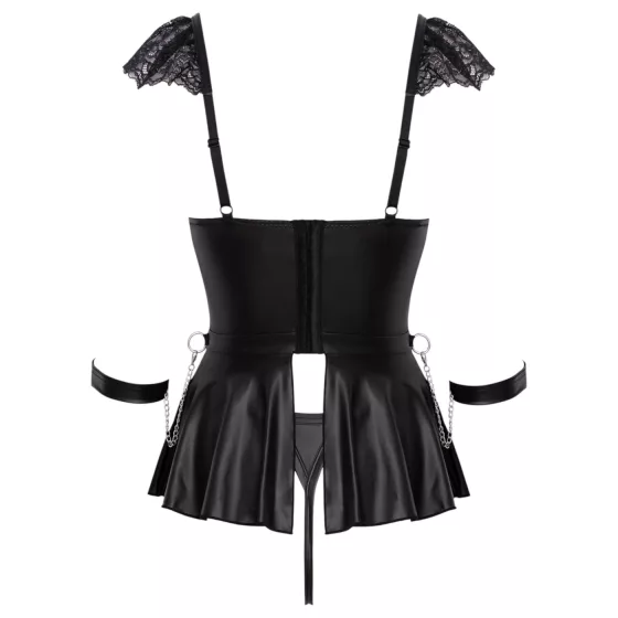 Cottelli Bondage - krajkové minišaty s pouty (černé) - XL