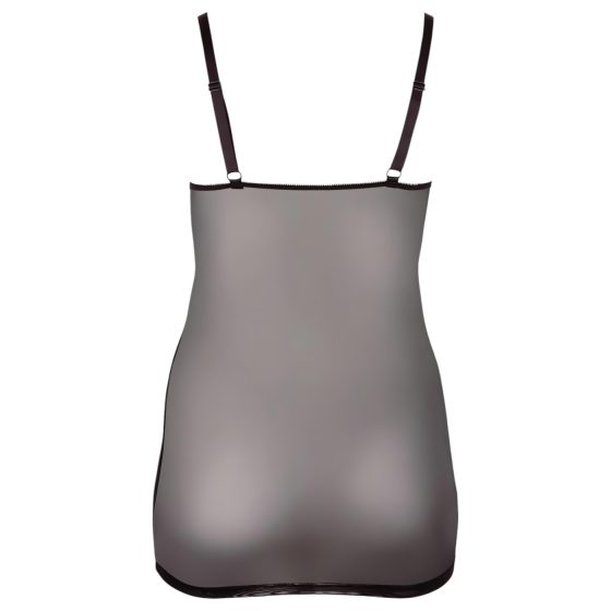 Cottelli Plus Size - krajkovaná průhledná noční košilka (černá)